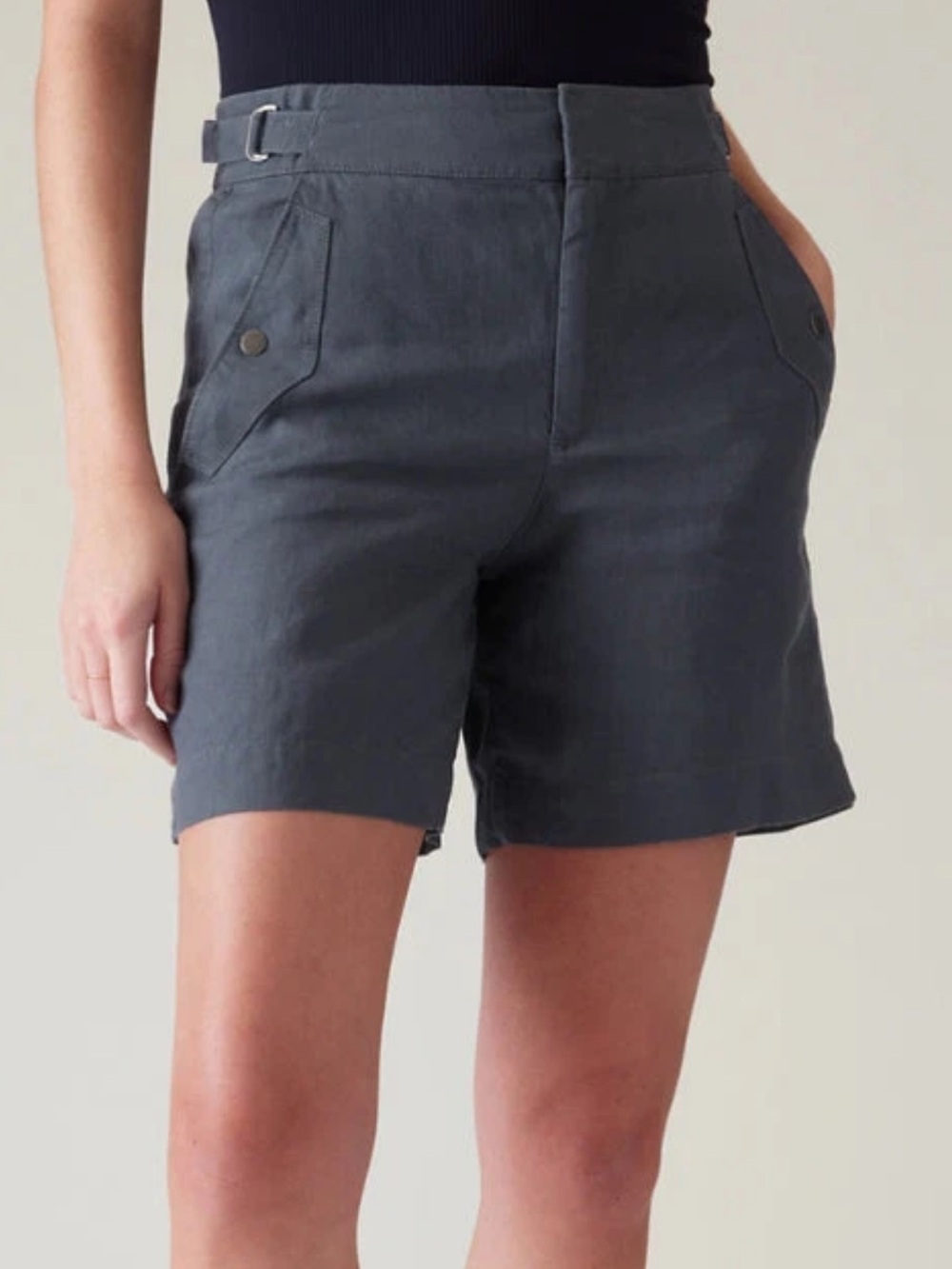 NWT Athleta Blue/Gray Voyager Linen Shorts